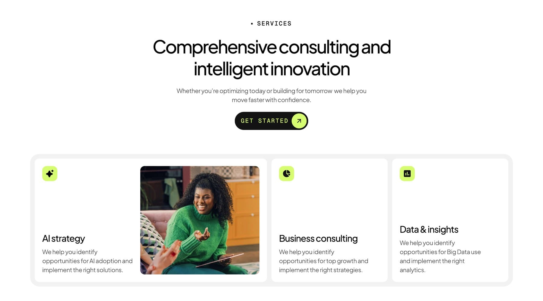 Services — AI strategy, business consulting, data & insights