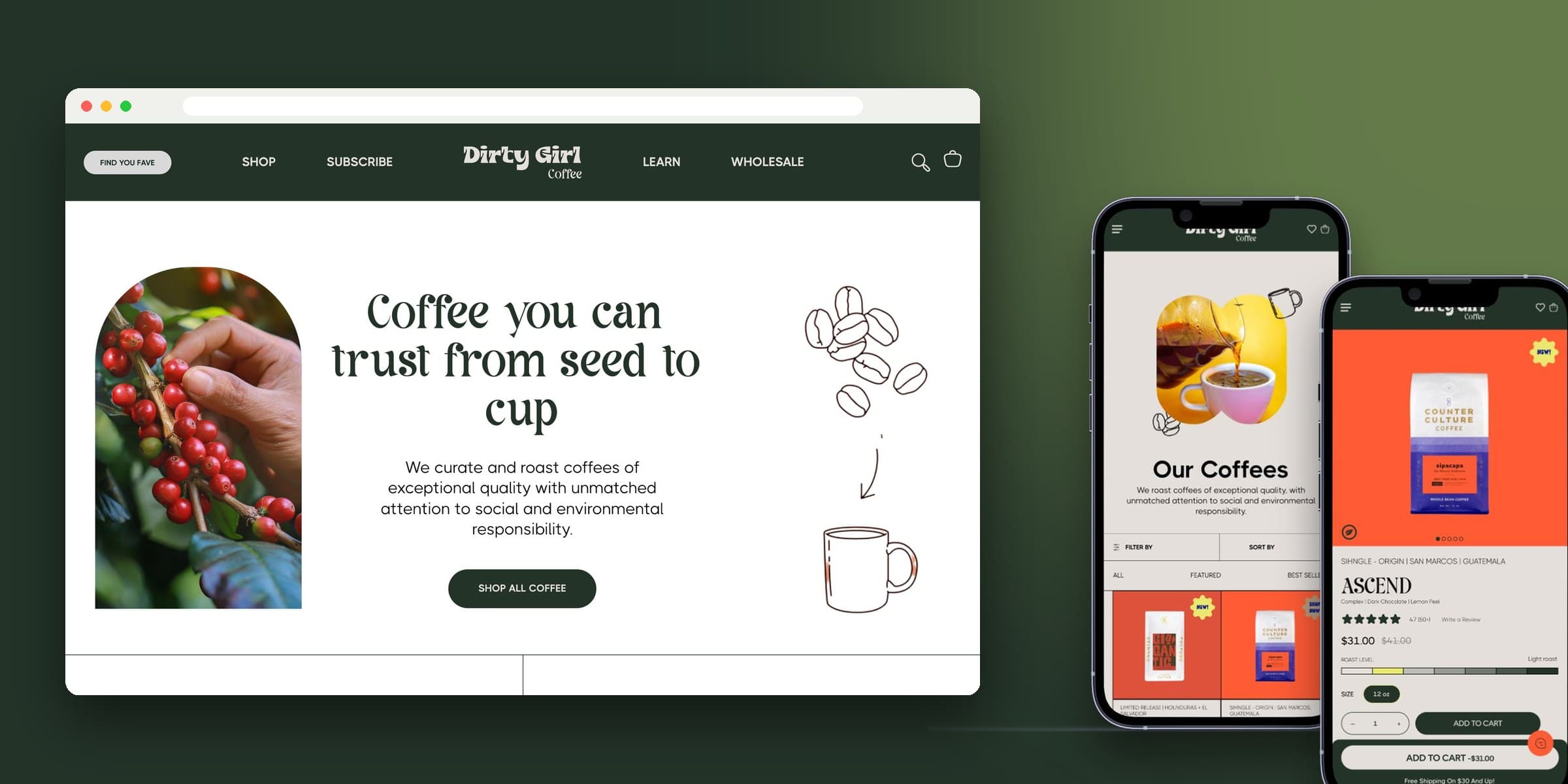 Dirty Girl Coffee E-commerce Website & App