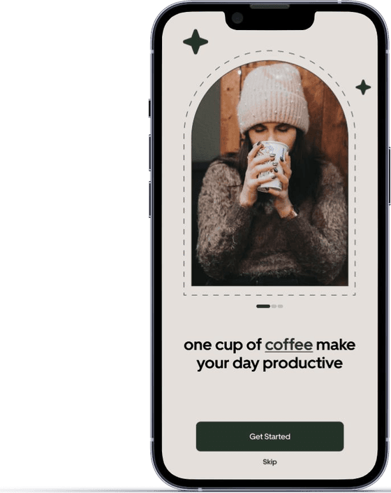 Dirty Girl Coffee app — Onboarding — one cup of coffee