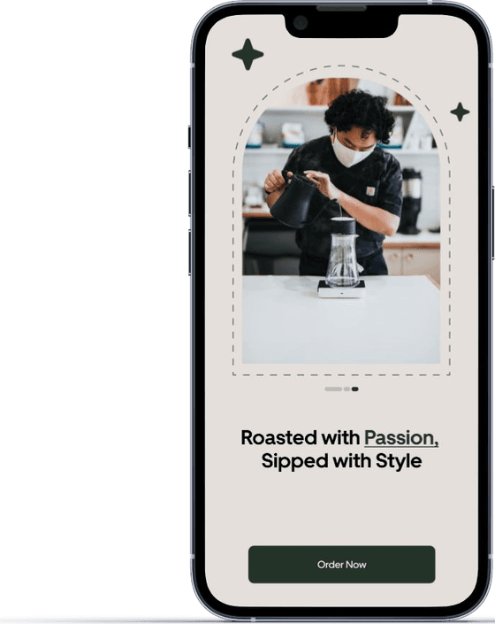 Dirty Girl Coffee app — Onboarding — roasted with passion
