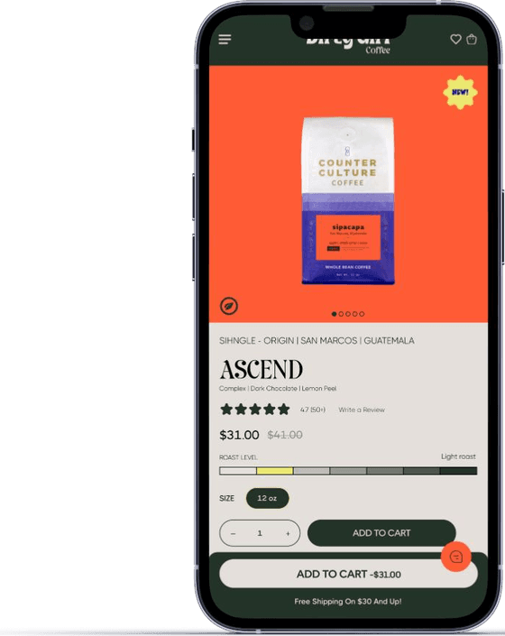 Dirty Girl Coffee app — Product — Ascend
