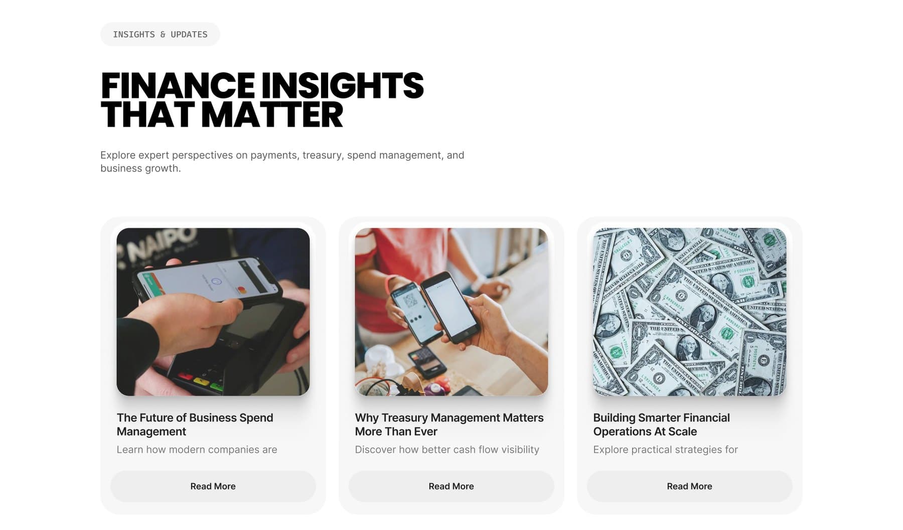 Finance insights blog cards