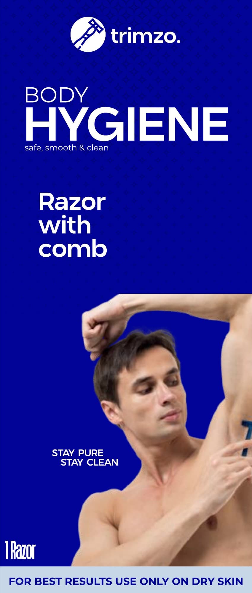 Trimzo Body Hygiene razor packet — front side